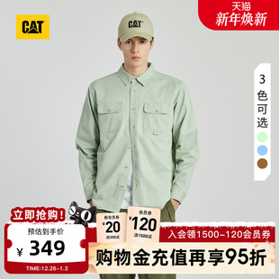 外套商场同款 衬衫 休闲棉感logo印花水洗风格 CAT卡特秋冬男士