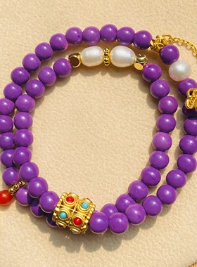 手工手链项链紫云母民族风