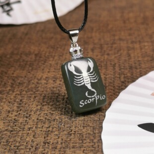 纯天然和田玉高品青玉非遗工艺金银错天蝎座生肖吊坠精美礼品