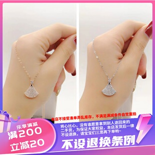 香港购正生银饰小扇子满钻项链S925纯银长度1618寸寓意好送礼好物