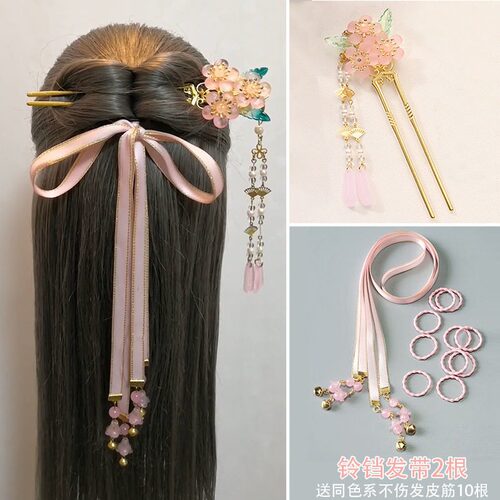 女童古风发簪儿童三朵花发钗民族风汉服裙子搭配发饰配饰花朵头饰