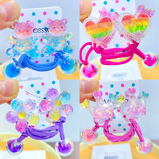 甜美儿童彩虹爱心绕绕发圈可爱小兔果冻头绳宝宝不伤发头绳新款