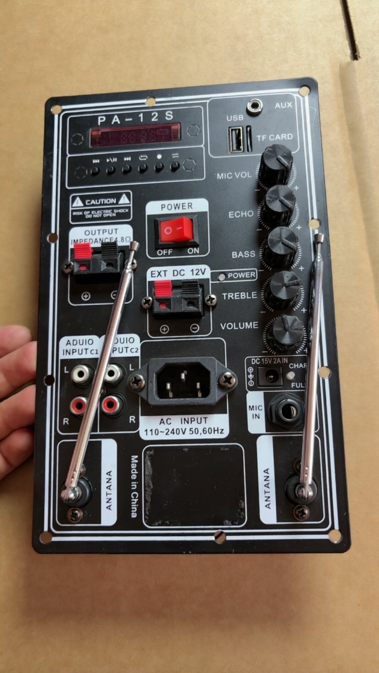 12伏蓝牙户外拉杆音箱功放板面板尺寸138×225mm单声道50瓦