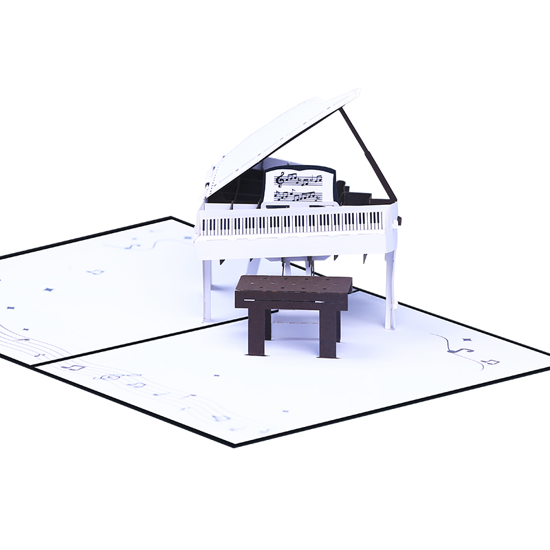 包邮钢琴造型立体贺卡纸雕