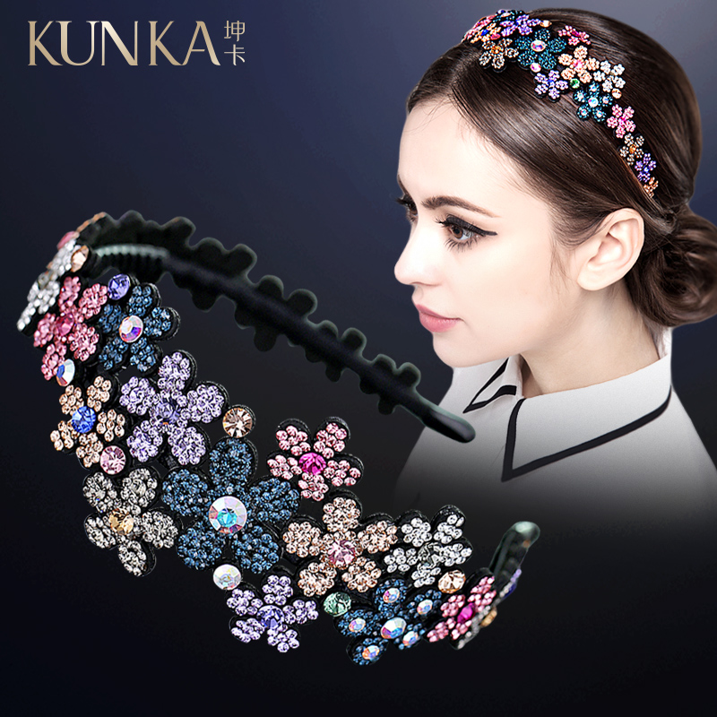 宽边女头花时尚带钻成年外出发饰