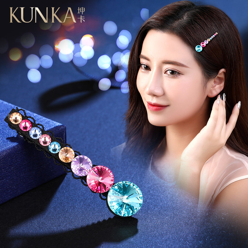 时尚气质少女刘海边夹鸭嘴夹简约进口施华夹子头饰奥钻轻奢发夹