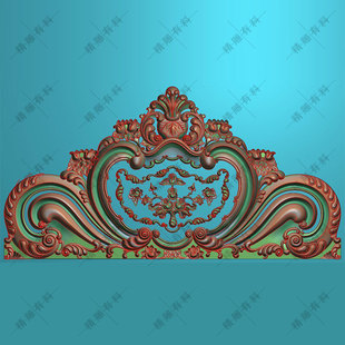 精雕图欧式款大床靠背别墅床对称大洋花沙发卷草杨花A1欧式靠背