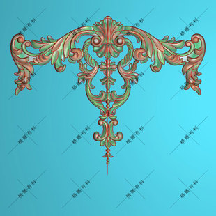 精雕图欧式卷草护墙板贴花木饰面长款带线条洋花石雕图H2护墙装饰