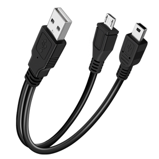 micro usb一分二电源线安卓T型Mini公数据线转换双头充电线延长转接口1转2一拖二汽车行车记录仪供电线导航仪