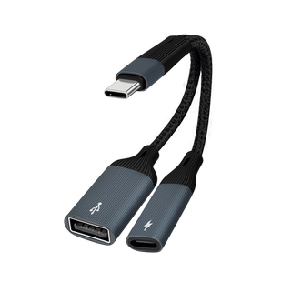 typec一分二双母口转接线otg数据线3.5mm耳机充电二合一转换器usb接口直播声卡适用苹果华为三星手机ipad平板