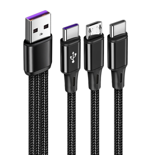 适用于USB一拖三Type c充电线tpc一分二双头苹果2个华为tpyec三合一接口3个头tapyc一拖二手机插头数据线小米