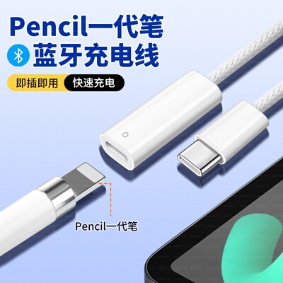 适用苹果一代笔蓝牙连接线iPad11平板10配对十充电1代Lightning母转TypeC接口apple pencil转接头TAPEC转换器
