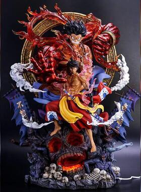 海贼王路飞动漫GK模型手办玩具和之国不动明造型雕像摆件炫彩