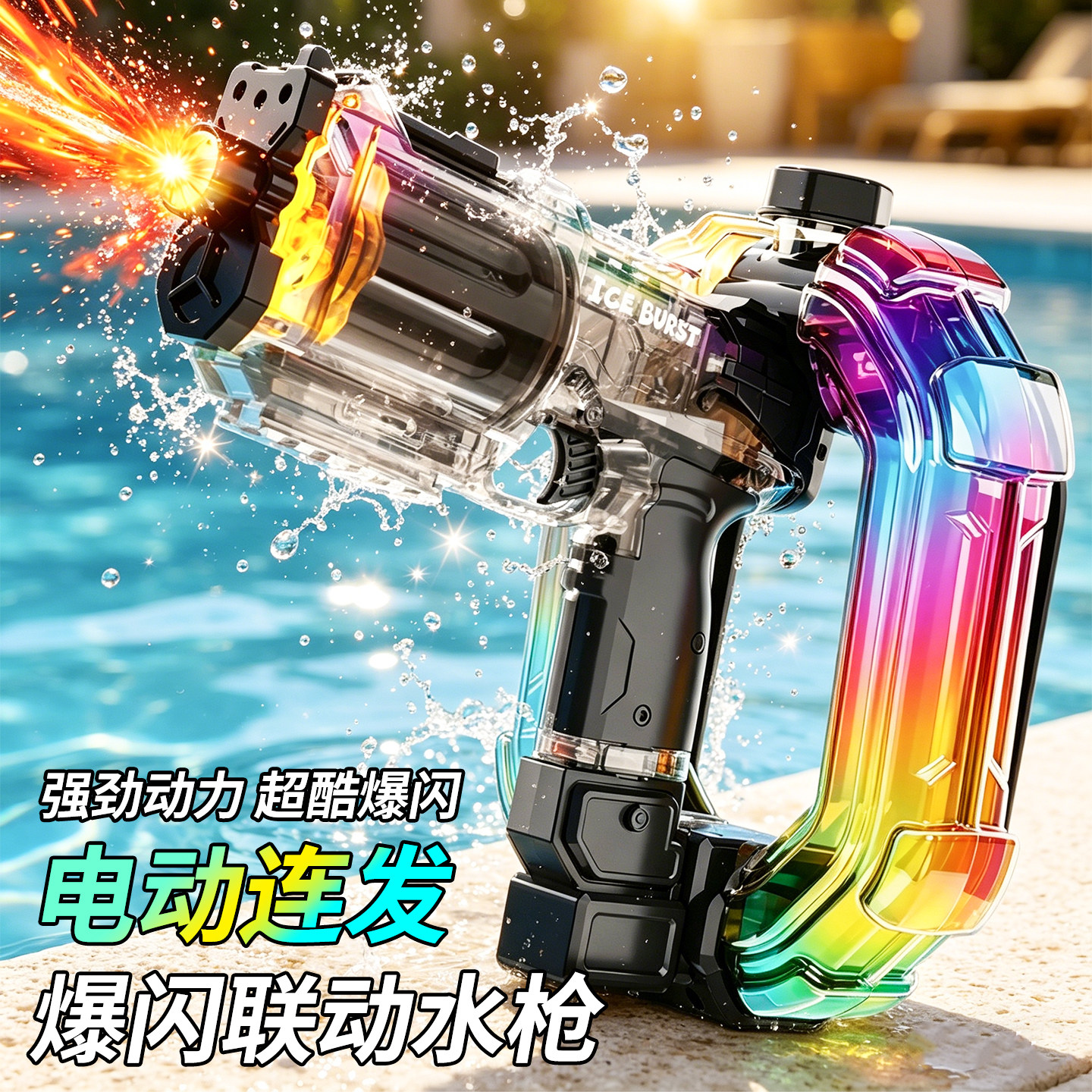火光冰鼠爆电动水枪儿童玩具男孩喷呲水连发高压强力射程远6男童3