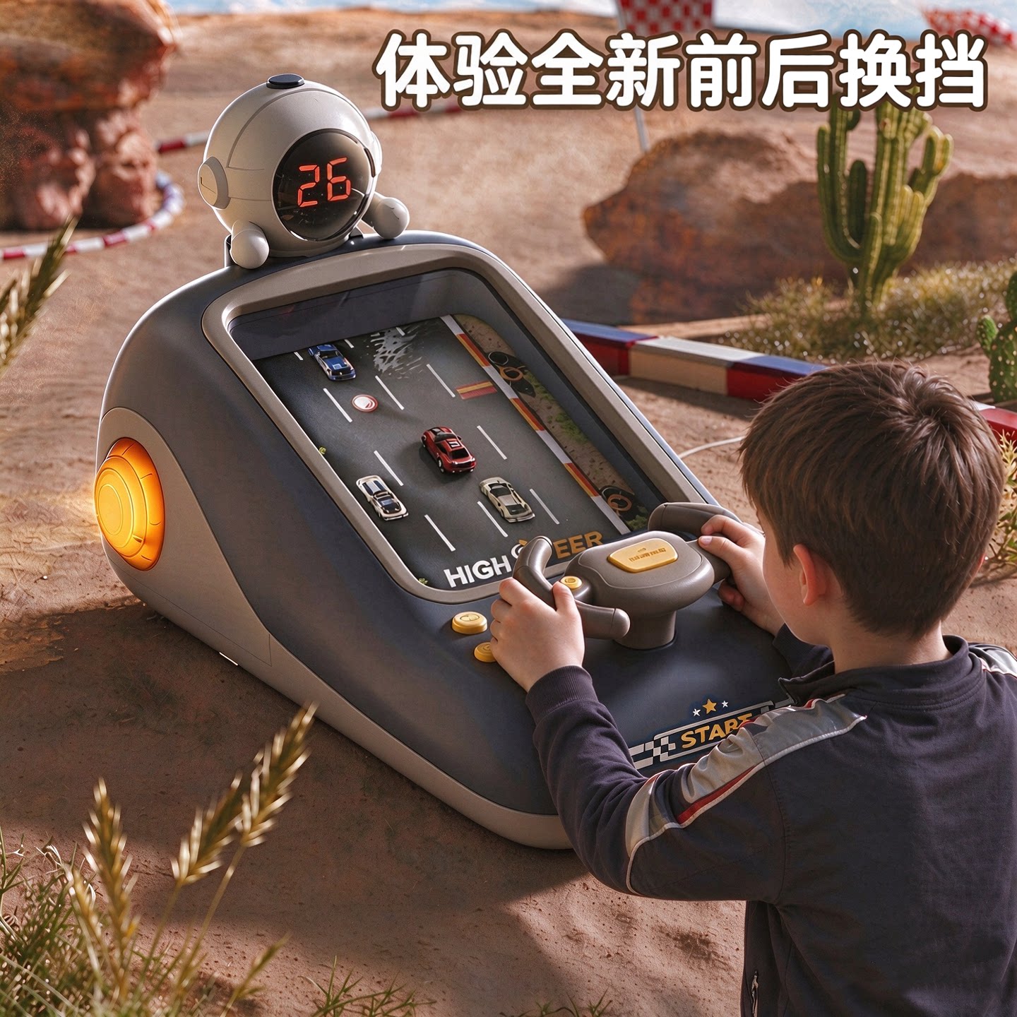 赛车闯关大冒险避障游戏机玩具男孩3到6岁模拟开车方向盘驾驶益智