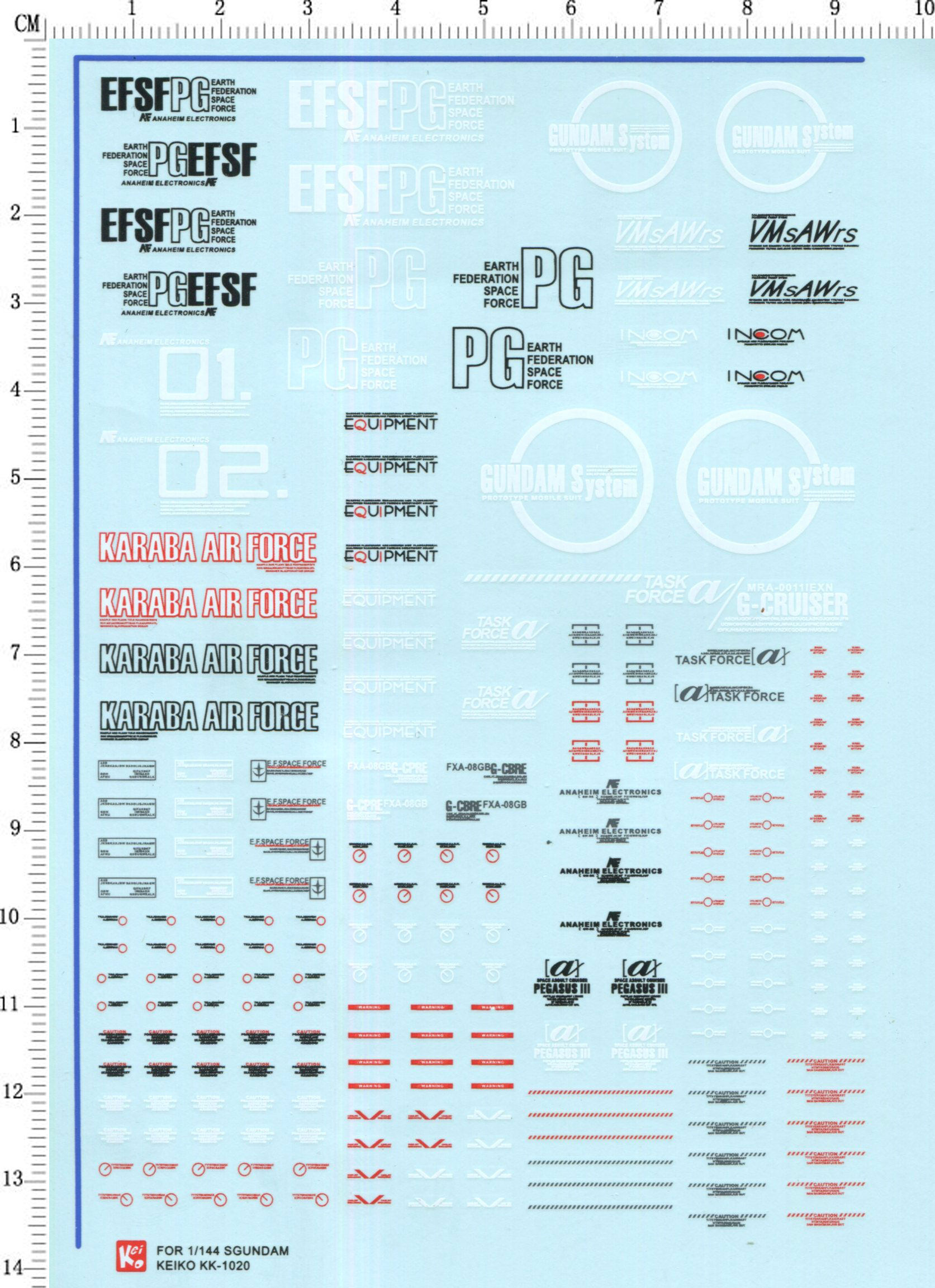 MW-1020 1/144 EX-S 地球连邦宇宙部队机体标志水贴纸