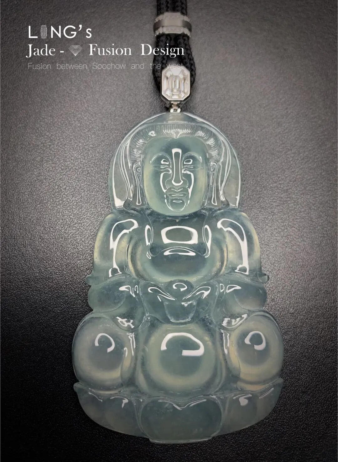 *吉祥玉易坊*高冰近玻璃种  绿晴水    翡翠大观音 挂件