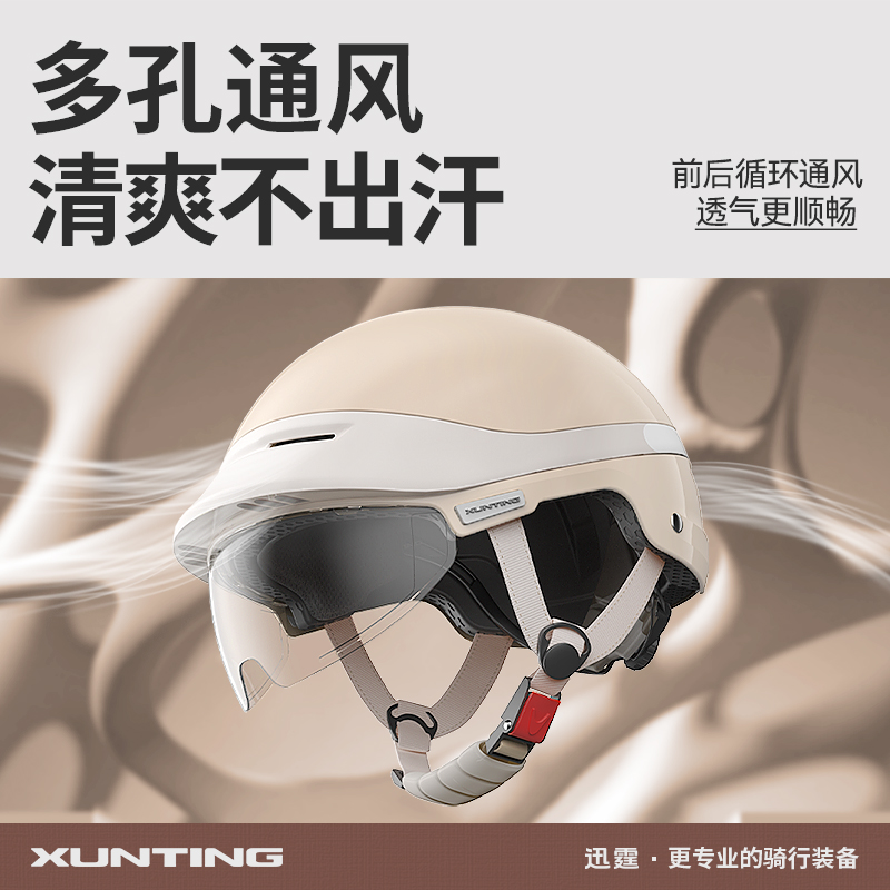 迅霆复古真3C电动车头盔