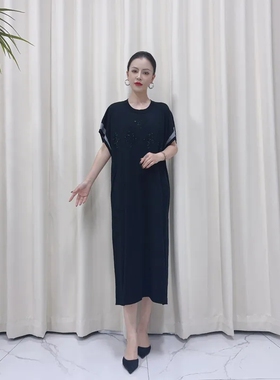 A704黑灰钻提花针织连衣裙显瘦设计师优雅时尚气质复古夏季玥玥羊