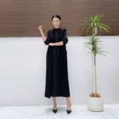 A257黑色单马甲气质设计师秋冬长款 提花轻奢针织连衣裙玥玥羊