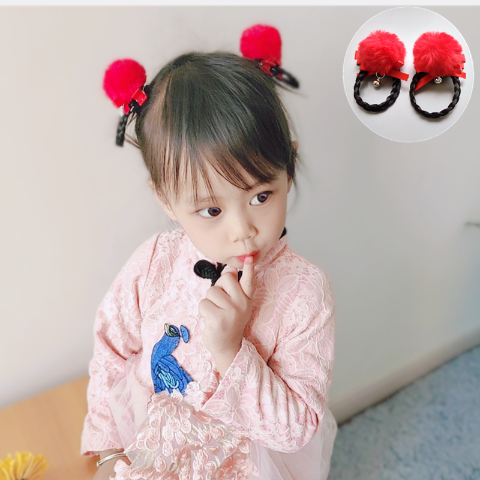 儿童假发辫子复古风头发饰品宝宝汉服唐装配小女孩公主造型夹秋冬