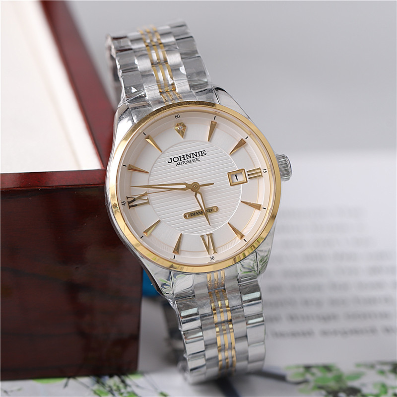 正品johnnie尊尼手表男表男士自动机械表真钻石防水商务潮流9062