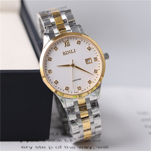 正品BINLI宾利手表男表女表情侣表石英表超薄防水镶钻时尚风8028