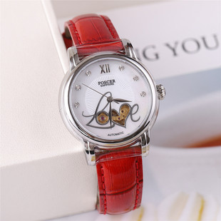 正品poscer宝时捷手表女表女士镂空大气自动机械表防水保时捷6065
