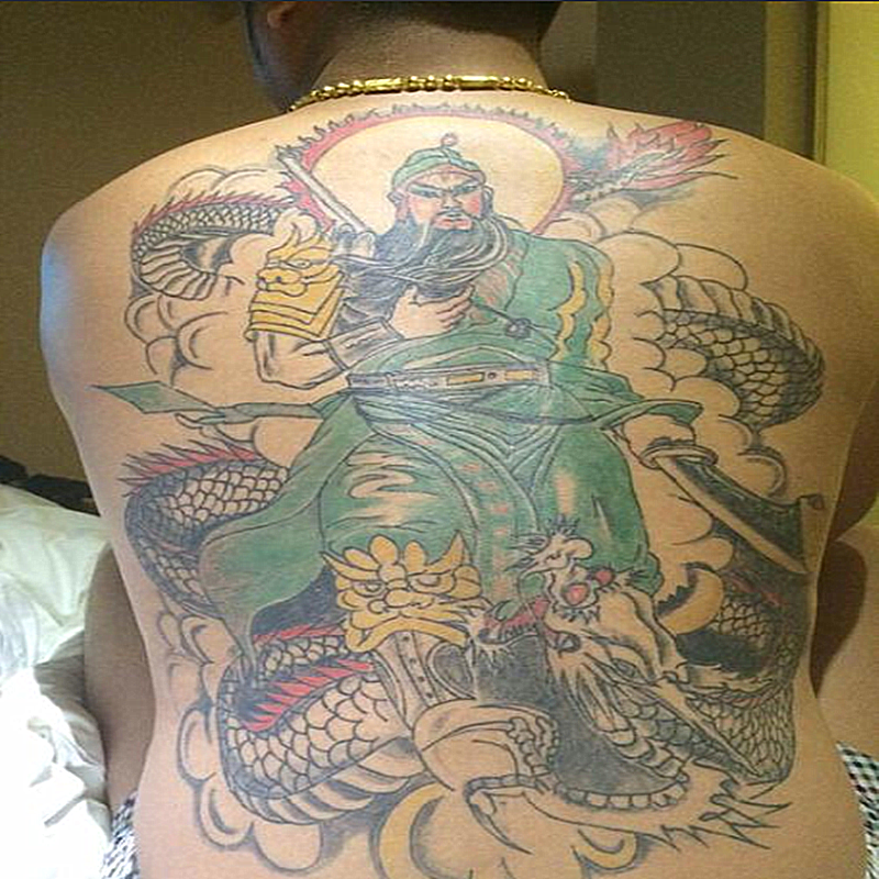 关公满背纹身贴防水男女持久关二爷关羽后背背部超大图纹身贴纸