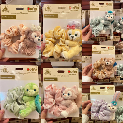 香港迪士尼玲娜贝儿达菲雪莉玫可琦安星黛露卡通毛绒公仔发圈发绳