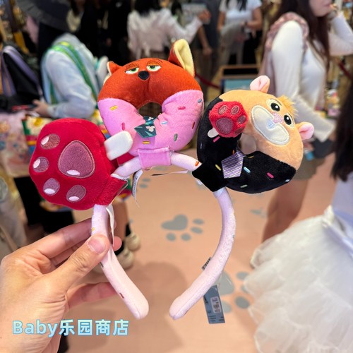 香港迪士尼 疯狂动物城2朱迪尼克豹警树懒甜甜圈发箍头饰diy自搭