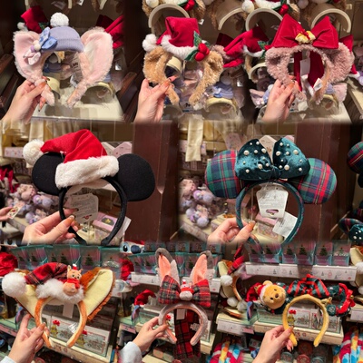 香港迪士尼 2025圣诞冬日玲娜贝儿米奇米娜维尼小猪发箍限定发饰