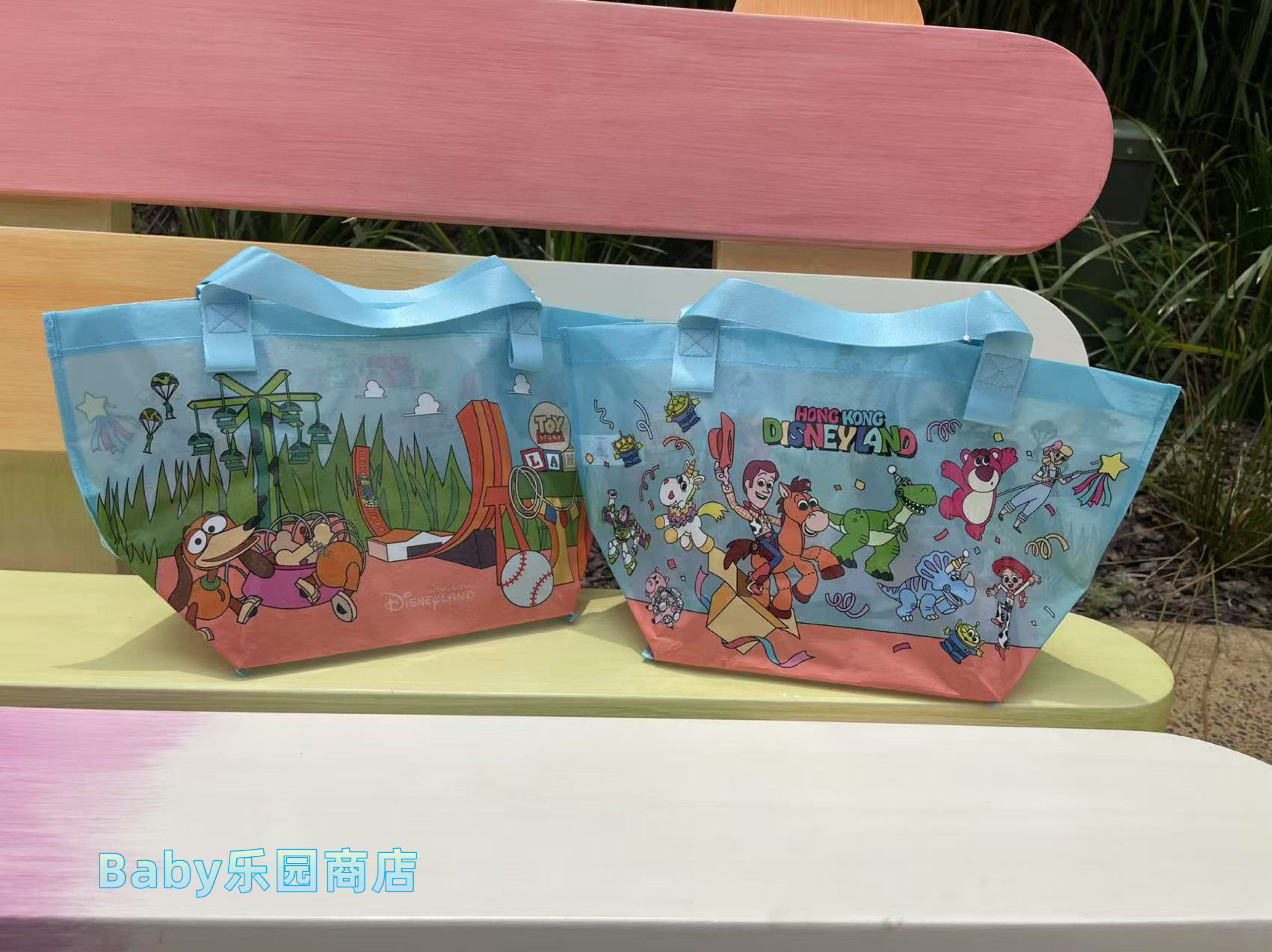 香港迪士尼 玩具总动员动漫图案环保袋 购物袋 卡通收纳袋子单肩