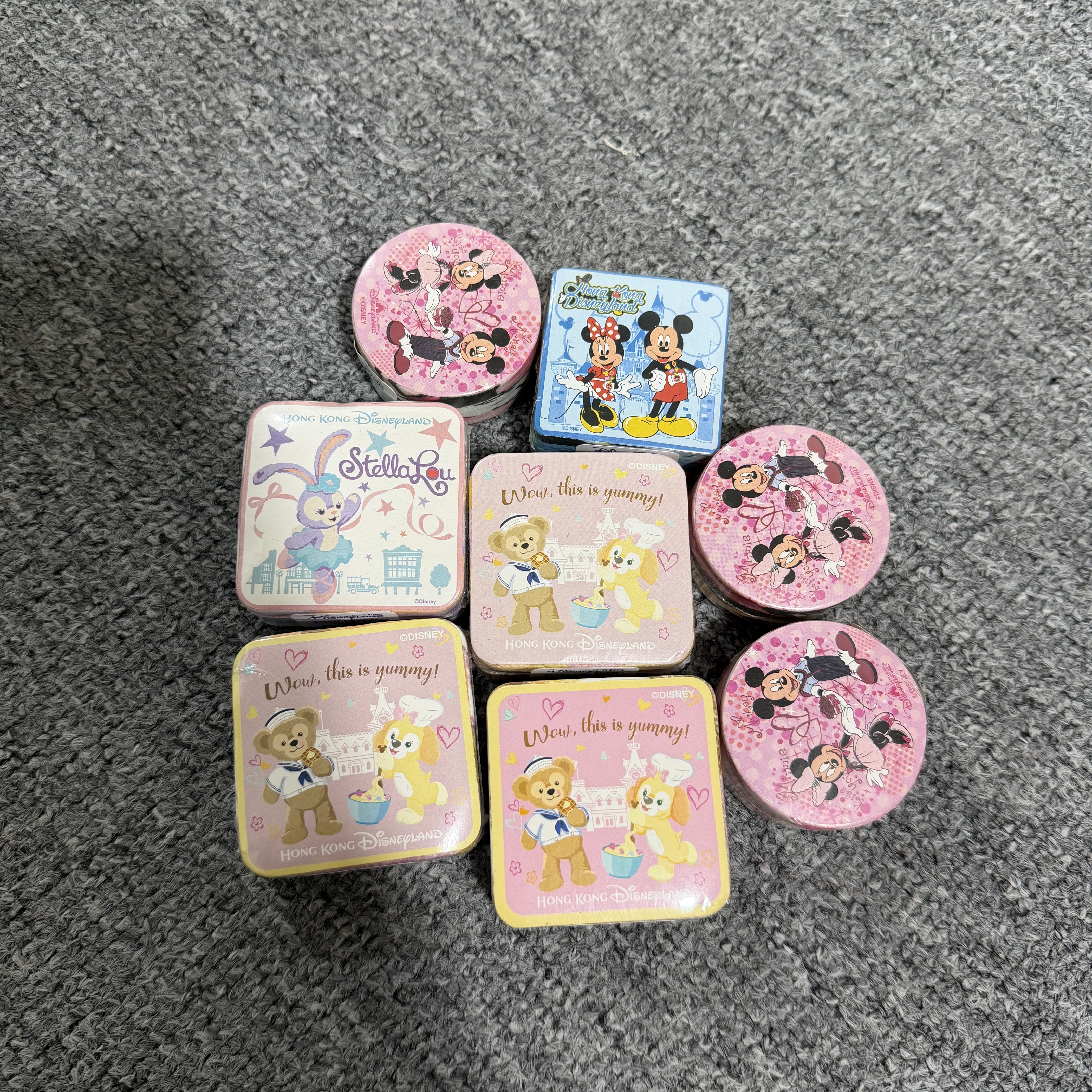 香港迪士尼 达菲可琦安星黛露米奇米妮动漫图案压缩毛巾方巾