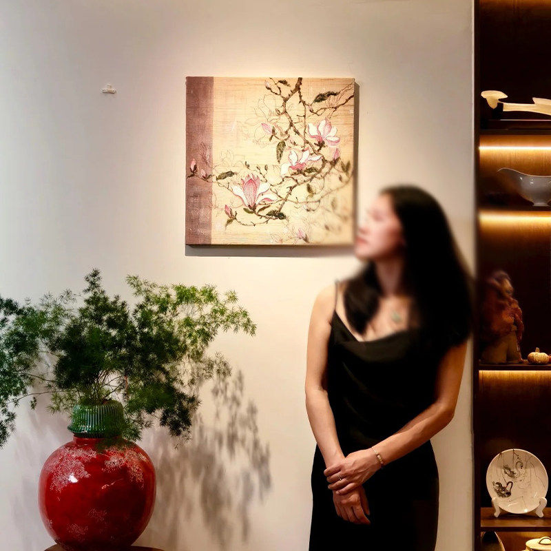 新中式客厅装饰画布艺吴观真高级感卧室挂画玄关沙发背景墙壁画