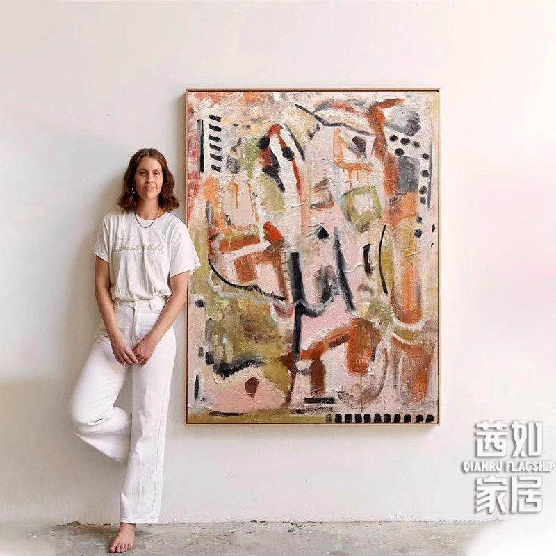 侘寂风抽象艺术客厅装饰画小众艺术中古风酒店沙发现代大尺寸挂画