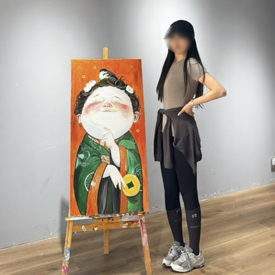 国潮卡通吉祥人物装饰画客厅玄关