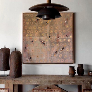 侘寂风软装客厅装饰画当代艺术收藏挂画复古抽象酒店玄关走廊挂画