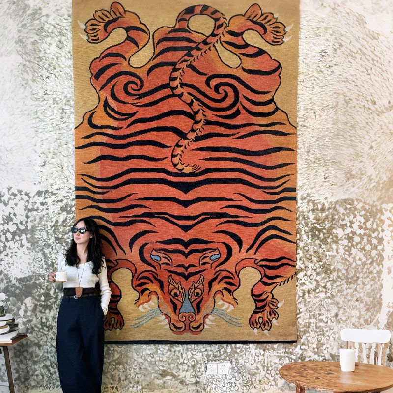 新中式虎镇五毒客厅沙发装饰画中古风民宿酒店玄关画老虎艺术挂画