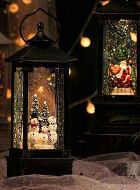 圣诞礼物八音盒下雪水晶球音乐盒飘雪雪花圣诞老人雪人雪球雪景灯