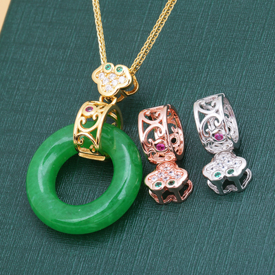 s925纯银黄金扣玉环吊坠diy