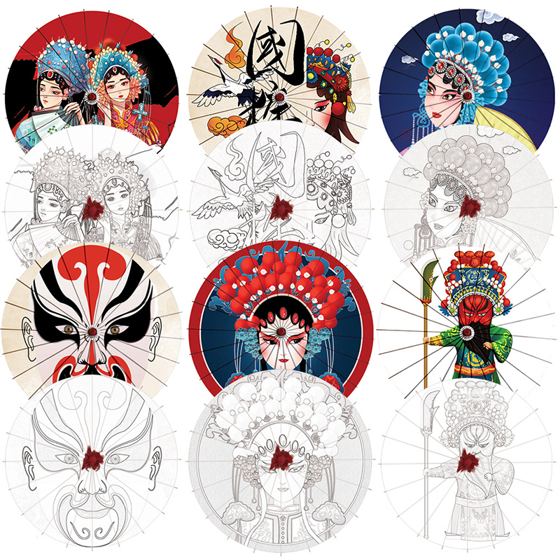 脸普风油纸伞diy手工绘画伞