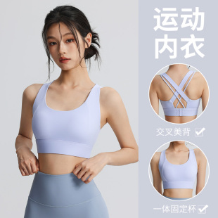 运动内衣女固定杯高强度防震聚拢美背调整跑步健身文胸瑜伽背心