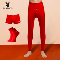 Playboy natal năm mùa thu quần đỏ nam quần cotton mỏng kết hôn với quần legging cotton ấm áp năm - Quần nóng lên quan legging