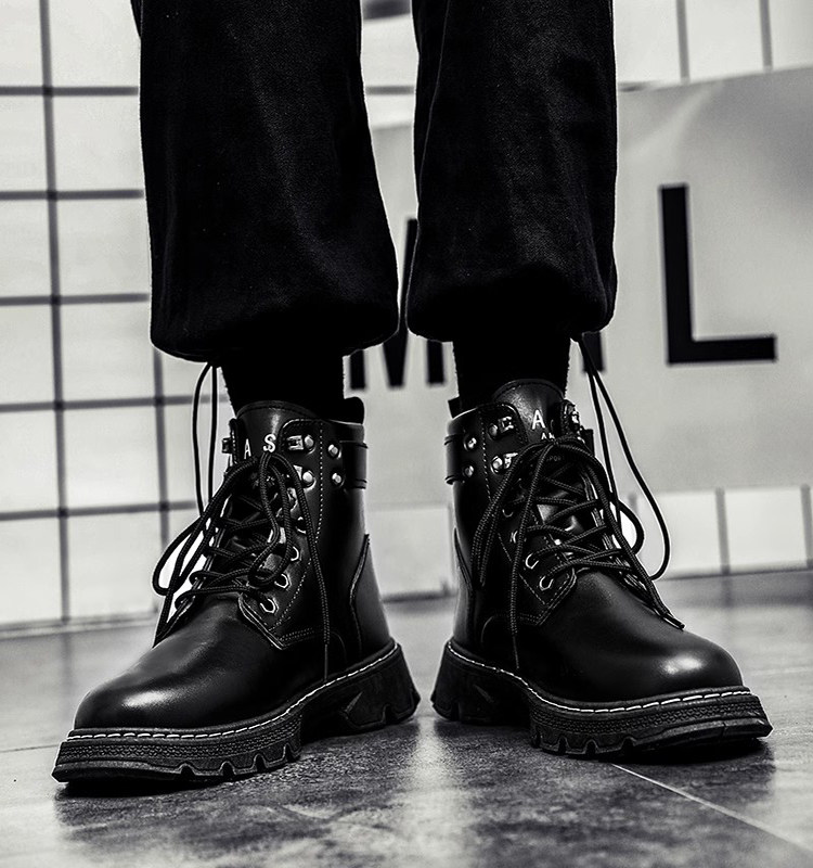 WINTER MENS SHOES MARTIN BOOTS MENS HIGH-TOP BRITISH STYLE WORKWEAR VINTAGE BOOTS MENS CASUAL WATERPROOF LEATHER BOOTS TRENDY SHOES