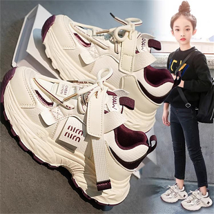 二棉鞋女冬季2026新款加绒运动鞋初中生大童轻便减震女童跑步鞋子
