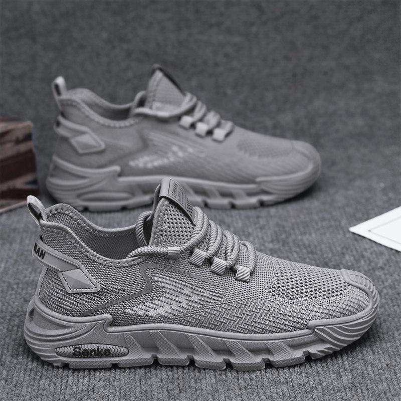 飞织男鞋夏季透气网面工地干活劳保鞋男士轻便薄款软底运动老爹鞋