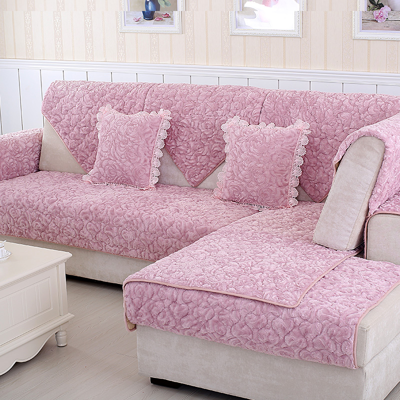 思梦图 简约毛绒沙发垫布艺坐垫法兰绒组合防滑沙发巾套加厚欧式