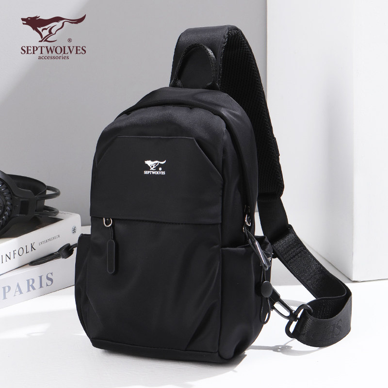 七匹狼胸包男2023新款潮牌运动休闲单肩斜跨男生小背包尼龙斜挎包