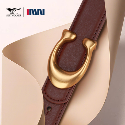 七匹狼真皮皮带女款配牛仔裤